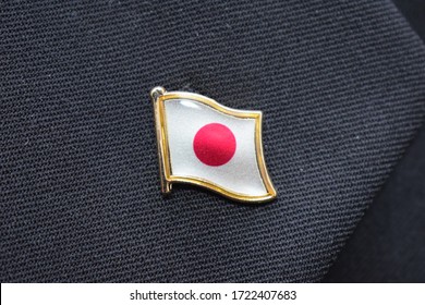 Lapel Pin - Japan Flag Pinned On A Suit