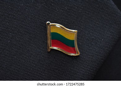 Lapel Pin - Lithuania Flag Pinned To A Suit