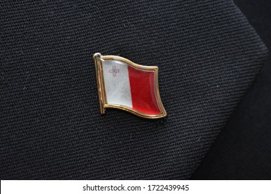 Lapel Pin - Malta Flag Pinned On A Suit