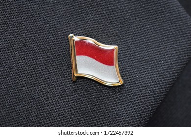 Lapel Pin - Monaco Flag Pinned On A Suit