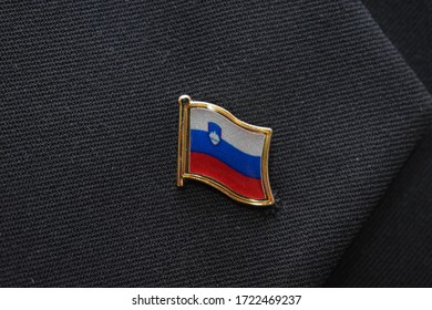 Lapel Pin - Slovenia Flag Pinned On A Suit