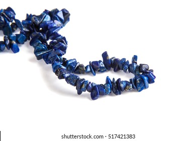 Lapis Lazuli Crystal Chip Necklace On White Background