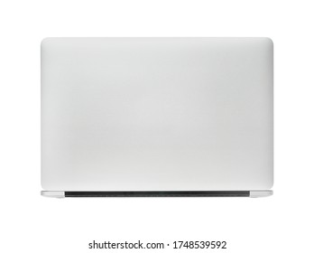 Laptop Back View, Isolated With Clipping Path On White Background.