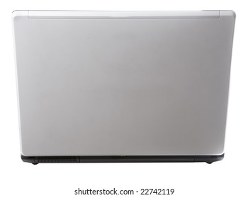 Laptop Back View Isolated On White With Clipping Path