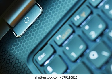 Laptop Backlit Keyboard Detail With Power Button