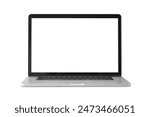 Laptop with blank empty white screen display mock-up, isolated on white background
