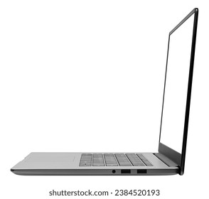 Laptop with blank screen, computer isolated on white background, clipping path, full depth of field