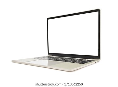 Laptop with blank screen or mock up computer for apply screen display on web and app isolated on white background with clipping path 