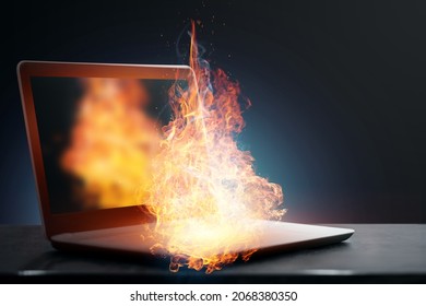 Laptop Caught Fire During Operation Overheated Stock Photo (Edit Now ...