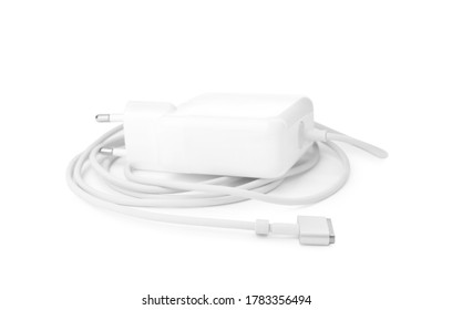 Laptop Charger Isolated On White. Modern Technology