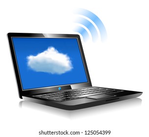 Laptop Cloud Connection Wifi Digital - Raster Version