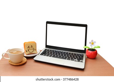 laptop and coffee ,isolate white background