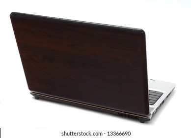 Laptop Computer Back Side Studio Isolated On White Background