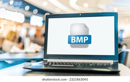 Laptop computer displaying the icon of BMP file