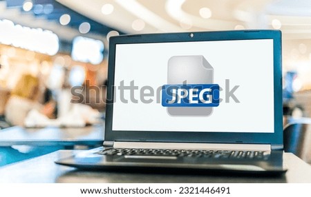 Laptop computer displaying the icon of JPEG file