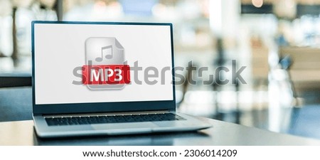 Laptop computer displaying the icon of MP3 file