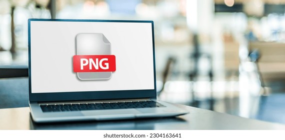 Laptop computer displaying the icon of PNG file