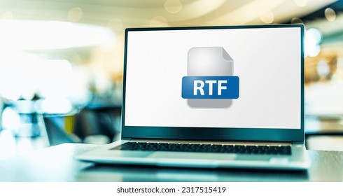 Laptop computer displaying the icon of RTF file