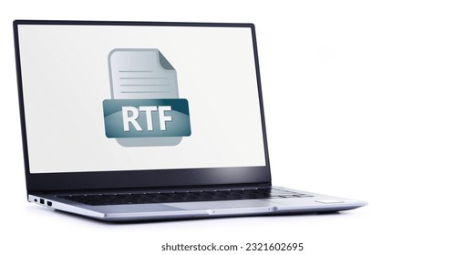 Laptop computer displaying the icon of RTF file