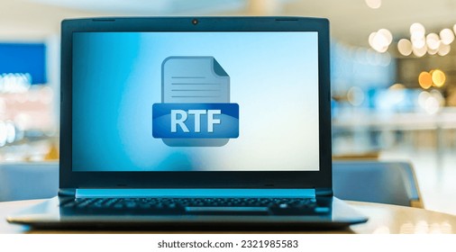 Laptop computer displaying the icon of RTF file