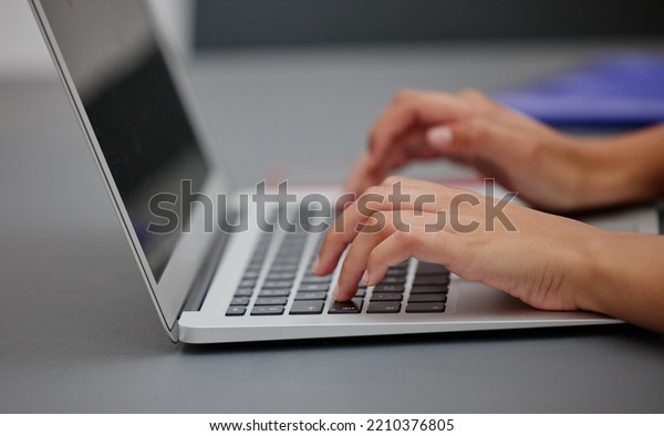 Laptop Computer Hand Working Typing On Stock Photo 2210376805 ...