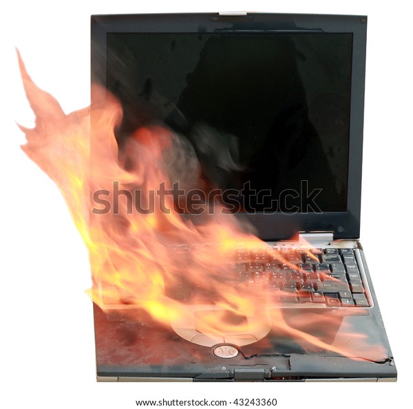 Laptop Computer On Fire Represents Computer Stock Photo Edit Now