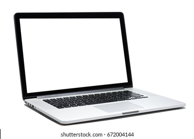 Laptop Computer White Screen And White Background Isolated