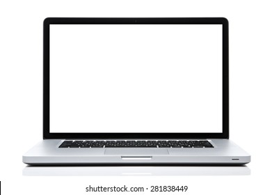 Laptop computer white screen isolated on white