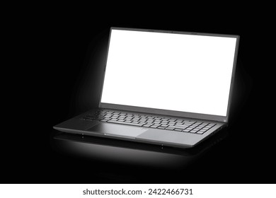 Laptop design template isolated on black background. Mockup - Powered by Shutterstock