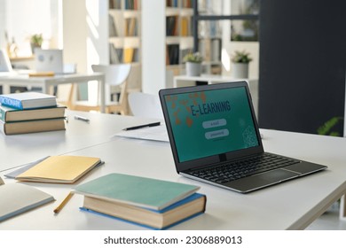 Laptop with educational program on screen