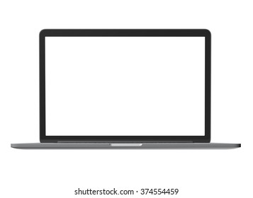 Laptop - Front View. Isolated On White Background