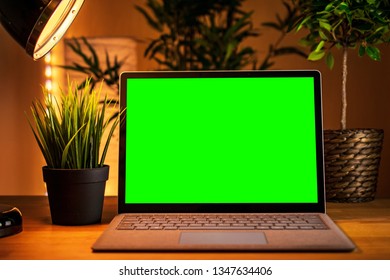 Laptop With A Greenscreen On It