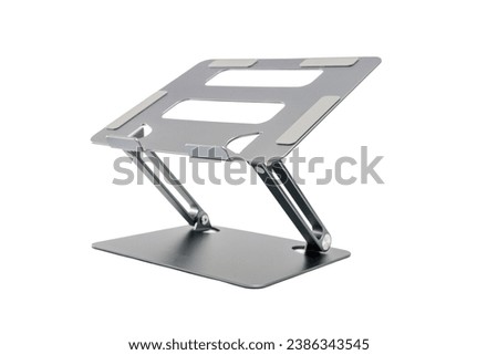 laptop holder desk black aluminum metal isolated on white, helps keep your sitting position good.