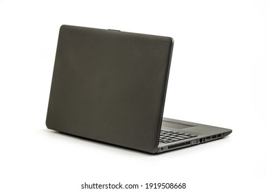 Laptop Isolated On White Background - Back View With Clipping Path