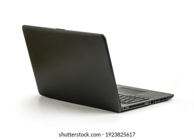 Laptop Isolated On White Background - Back View With Clipping Path