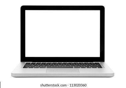 Laptop isolation photo with empty white display. - Shutterstock ID 113020360