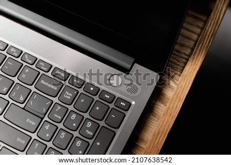 laptop keyboard with fingerprint, grey