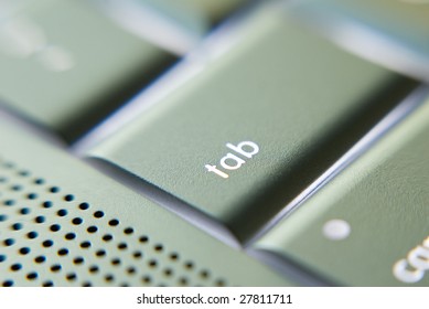 Laptop Keyboard With Focus On The Tab Key.