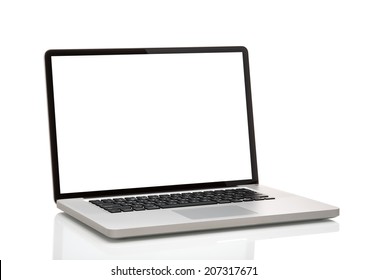 Laptop, Like Macbook With Blank Screen. Isolated On White Background.