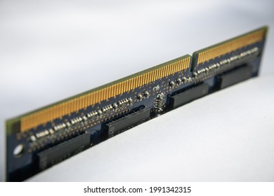Laptop memory module close up on white background
