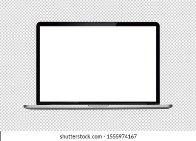Laptop or notebook  with blank screen isolated with clipping path on transparent background  - Shutterstock ID 1555974167