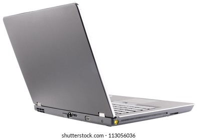 Laptop (notebook) With Open Cover Rear Isometric View Isolated On The White