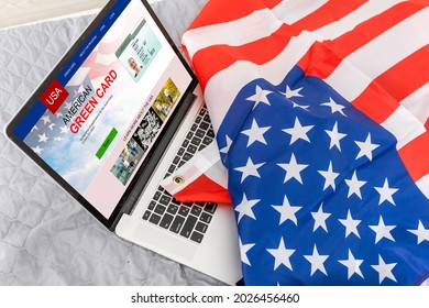 Laptop With Permanent Resident Card Of USA Website