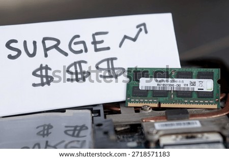 A laptop RAM module placed next to a 