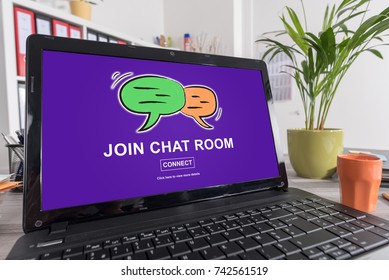 Laptop Screen With Chat Room Concept