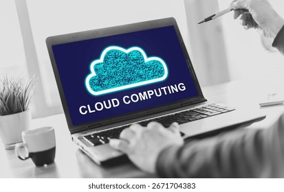 Laptop screen displaying a cloud computing concept