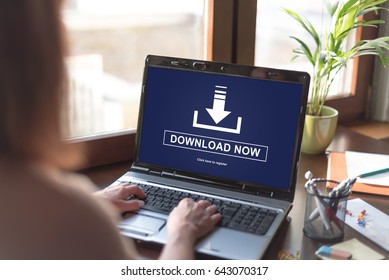 Laptop Screen Displaying A Download Concept