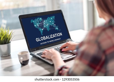 Laptop screen displaying a globalization concept