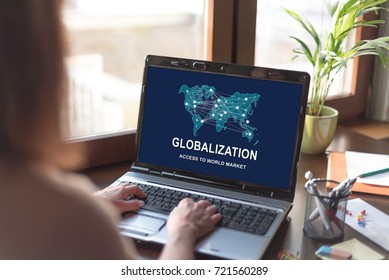 Laptop screen displaying a globalization concept