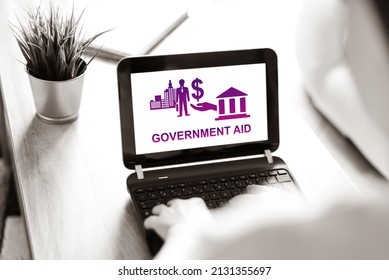 Laptop Screen Displaying A Government Aid Concept